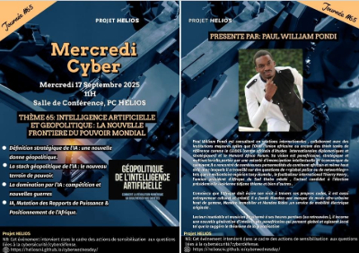 Flyer for INTELLIGENCE ARTIFICIELLE ET GEOPOLITIQUE: LA NOUVELLE FRONTIERE DU POUVOIR MONDIAL -  17 SEPTEMBRE 2025