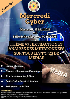 Flyer for  EXTRACTION ET ANALYSE DES METADONNEES SUR TOUT TYPES DE MEDIAS -  13 MAI 2026