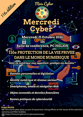 Flyer for PROTECTION DE LA VIE PRIVEE DANS LE MONDE NUMERIQUE - 21 Octobre 2026